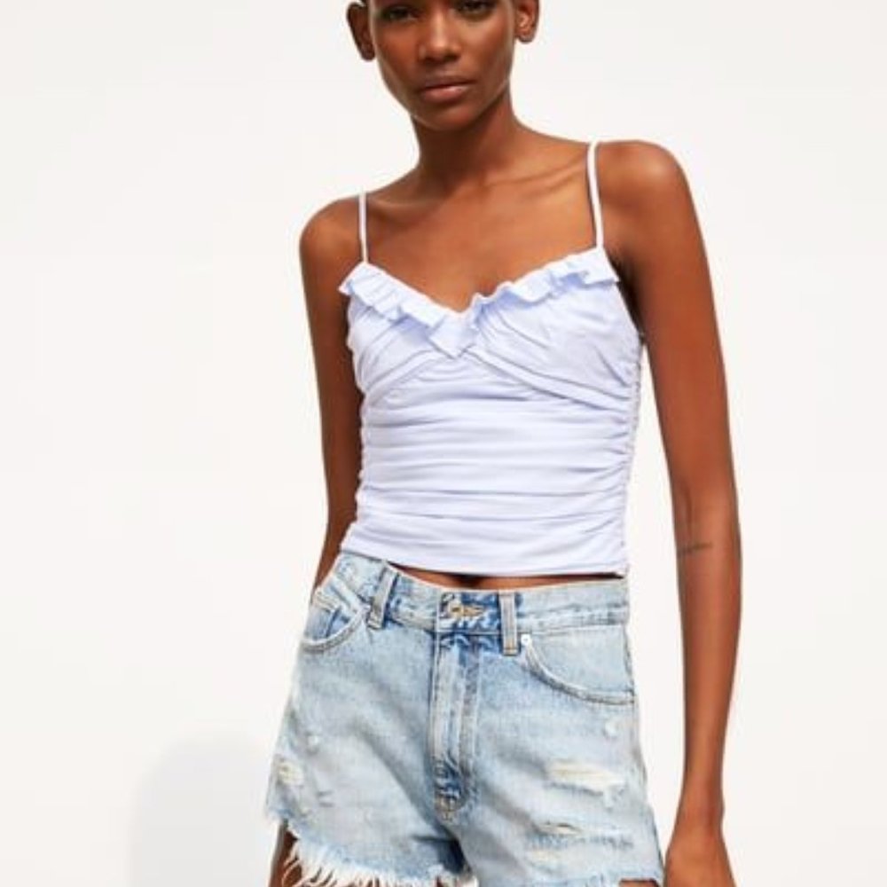 Zara Ruffled Draped Top XS - Picture 1 of 5